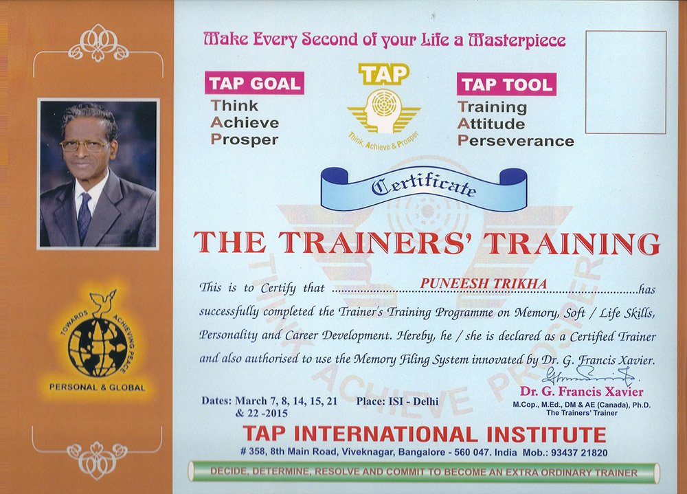 TAP CERTIFIED TRAINER 001